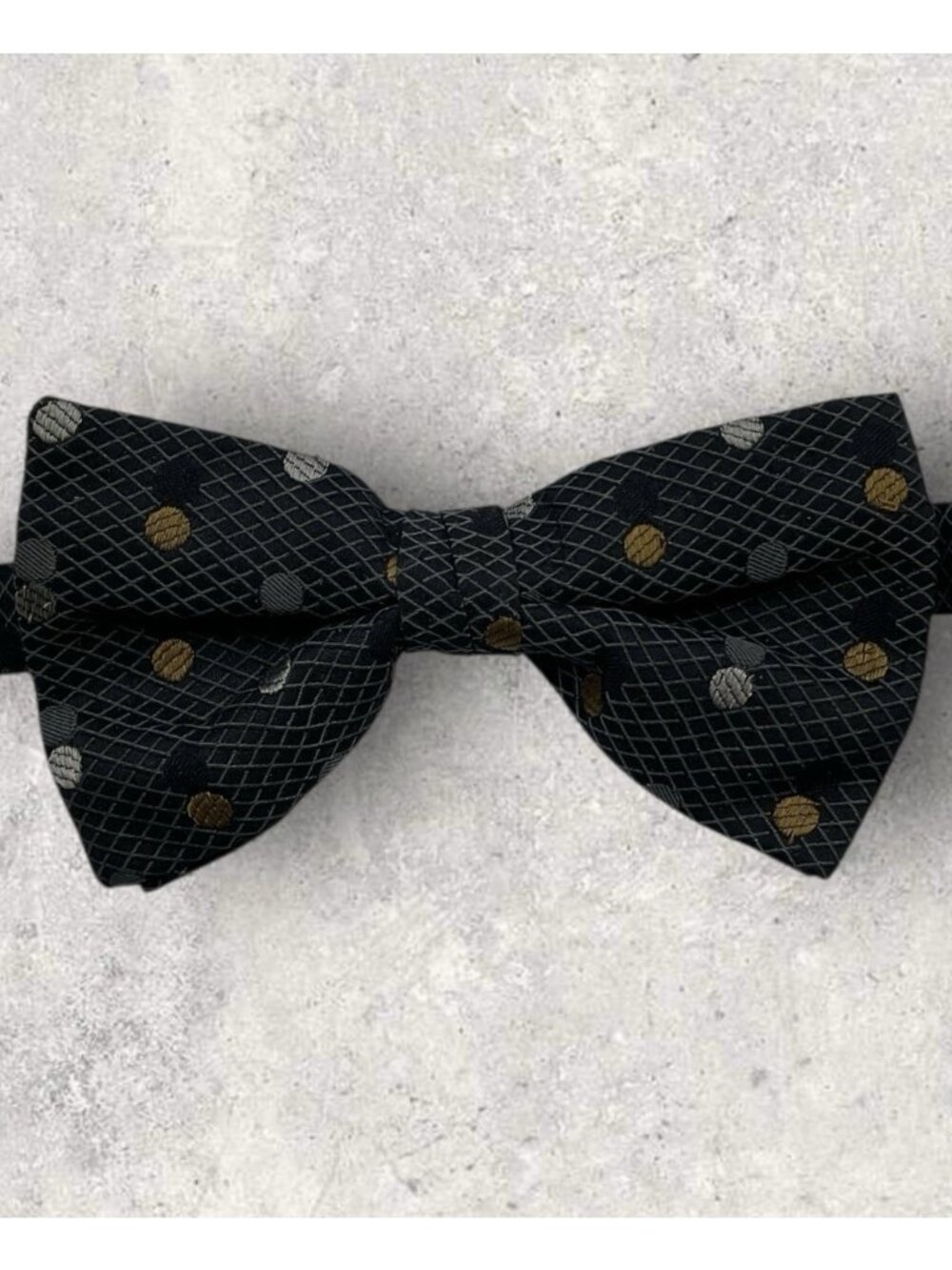 GIAN MARCO VENTURI Silk Bow Tie ITALY Gray Brown White Polka Dot W:2" EUC